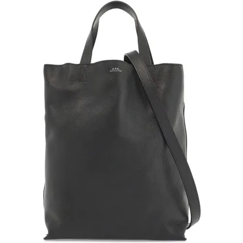 Hammered Leather Tote Bag with Logo , male, Sizes: ONE SIZE - A.p.c. - Modalova