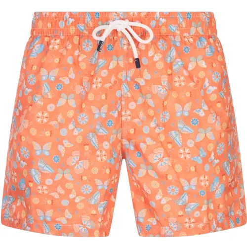 Butterfly Print Swim Shorts , male, Sizes: M, 2XL, XL, L - Fedeli - Modalova