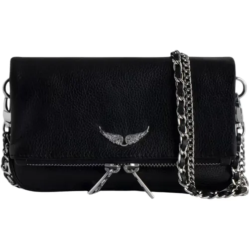 Nano Grained Leather Rock Clutch , female, Sizes: ONE SIZE - Zadig & Voltaire - Modalova