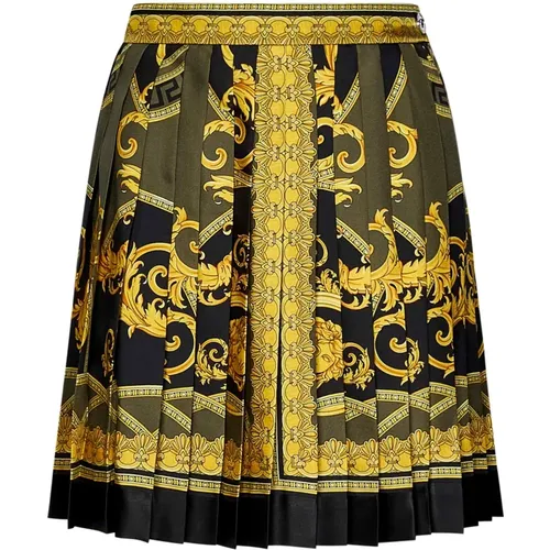 Black and Gold Mini Skirt , female, Sizes: S, XS, M - Versace - Modalova