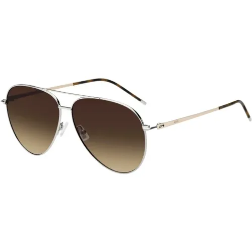 Goldene Metallsonnenbrille für Frauen , Damen, Größe: 60 MM - Hugo Boss - Modalova