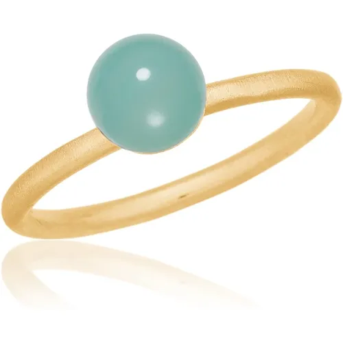 Aqua Chalcedon Columbine Ring 14K Gold , Damen, Größe: 52 MM - Frk. Lisberg - Modalova