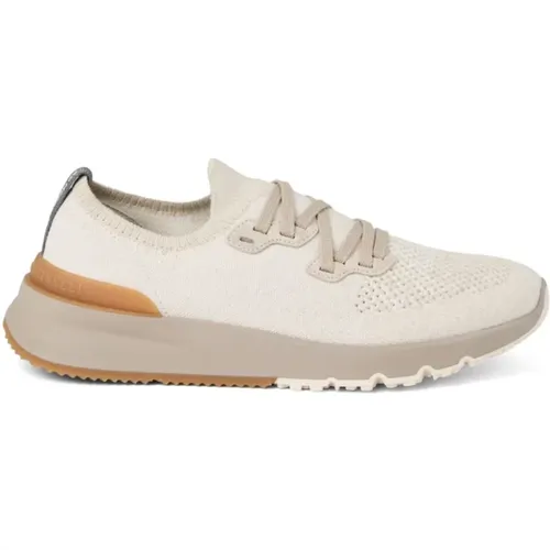 Hellbeige Stretch-Strick-Low-Top-Sneakers - BRUNELLO CUCINELLI - Modalova