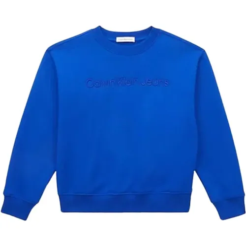 Bestickter Logo-Rundhalsausschnitt-Sweatshirt - Calvin Klein Jeans - Modalova
