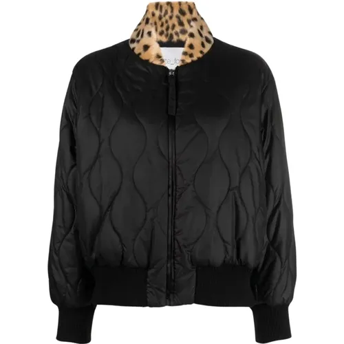 Animal Print Nylon Bomber Jacket , female, Sizes: XS, S - Forte Forte - Modalova