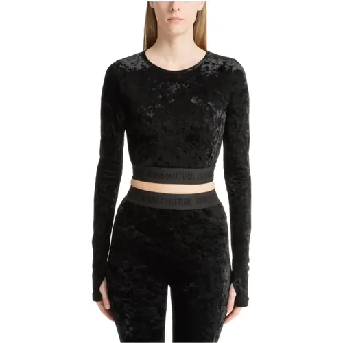 Einfaches Logo Crop Top , Damen, Größe: 2XS - Versace Jeans Couture - Modalova