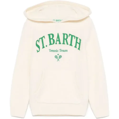 Weißer Wollpullover mit grünem Logo - MC2 Saint Barth - Modalova