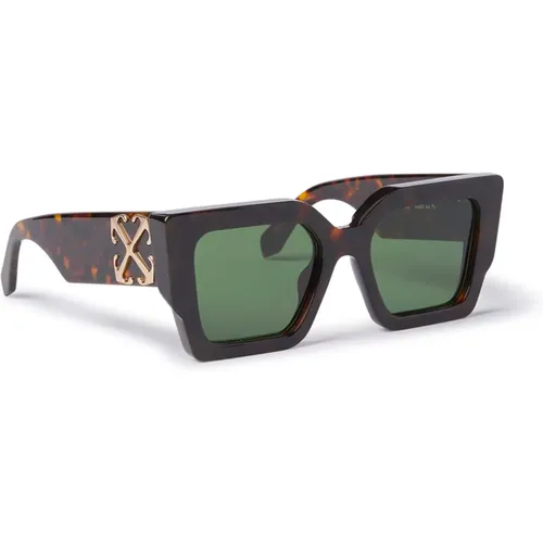 Catalina Sunglasses in Havana/Green Cat , unisex, Sizes: 55 MM - Off White - Modalova