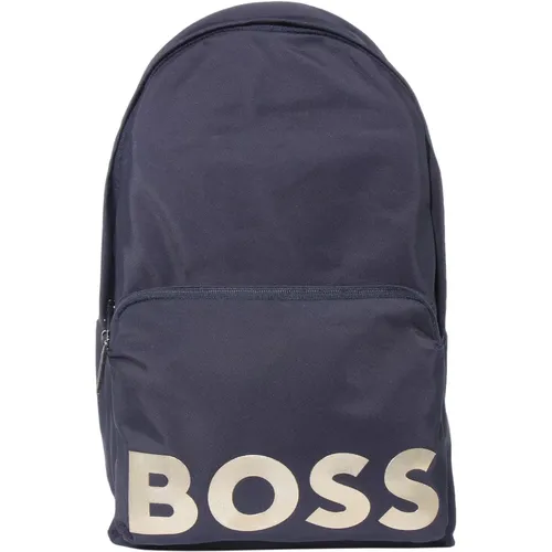 Navy Backpack with Zip Closure , male, Sizes: ONE SIZE - Hugo Boss - Modalova