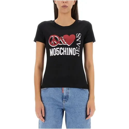 Peace & Love Logo Print Tee - Moschino - Modalova