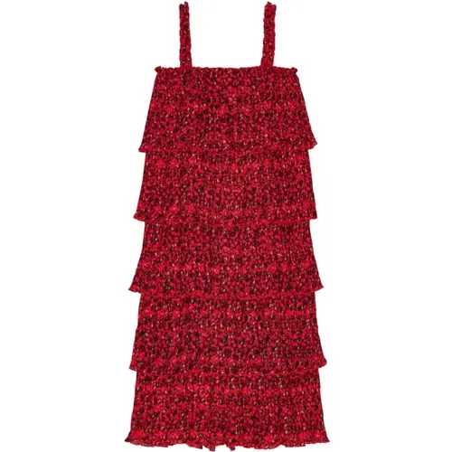 Flounce Strap Midi Dress , female, Sizes: 2XS - Ganni - Modalova