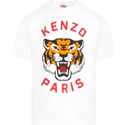 Lucky Tiger Weißes T-Shirt , Herren, Größe: XS - Kenzo - Modalova