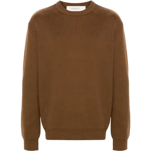 Brauner Pullover mit Signaturstern-Patch , Herren, Größe: M - Golden Goose - Modalova