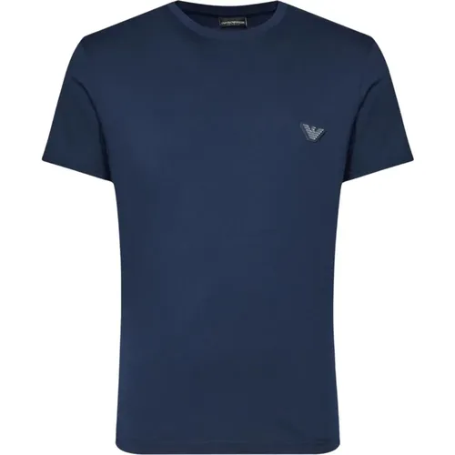 Blau Logo T-shirt Regular Fit , Herren, Größe: L - Emporio Armani - Modalova