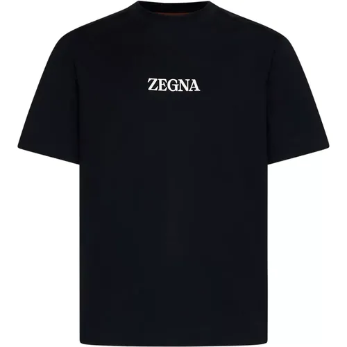 Schwarzes Baumwoll-Crew-Neck-T-Shirt - Ermenegildo Zegna - Modalova