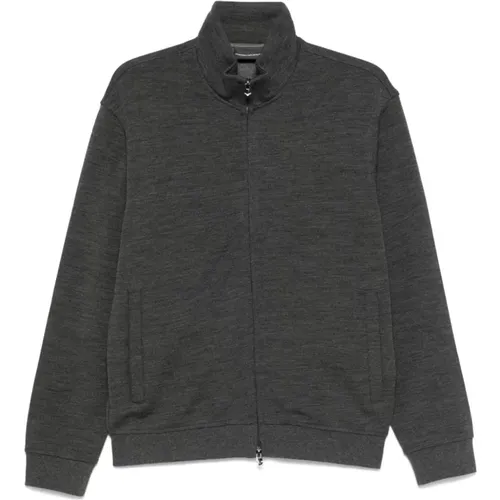 Grey Sweater with Zip Fastening , male, Sizes: L, 2XL, 3XL, XL - Emporio Armani - Modalova