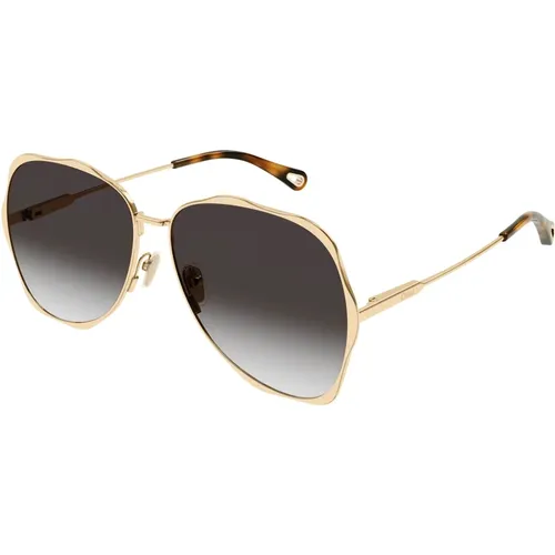 Gold/Grau Sonnenbrille , Damen, Größe: 60 MM - Chloé - Modalova