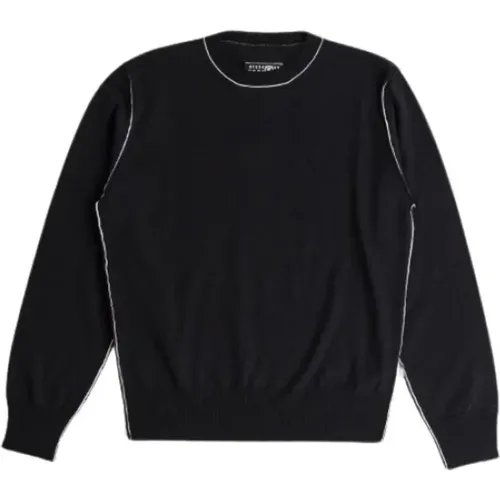 Crewneck sweater with white stitching , male, Sizes: M, S - MM6 Maison Margiela - Modalova