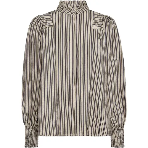 Striped Shirt Blouse with Puff Sleeves , female, Sizes: M, XS, XL, S - Co'Couture - Modalova