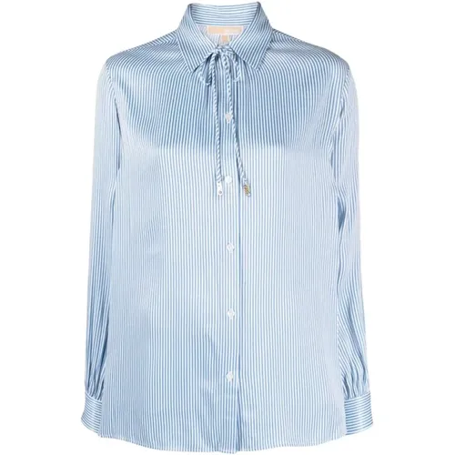 Blaue Casual Bluse mit Pinestripe-Muster , Damen, Größe: L - Michael Kors - Modalova