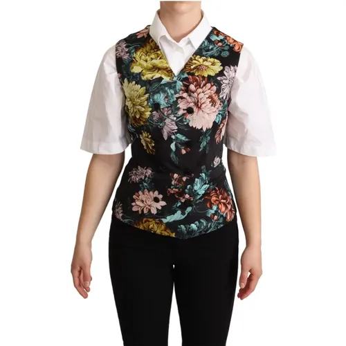 Schwarze Blumen Jacquard Weste - Dolce & Gabbana - Modalova