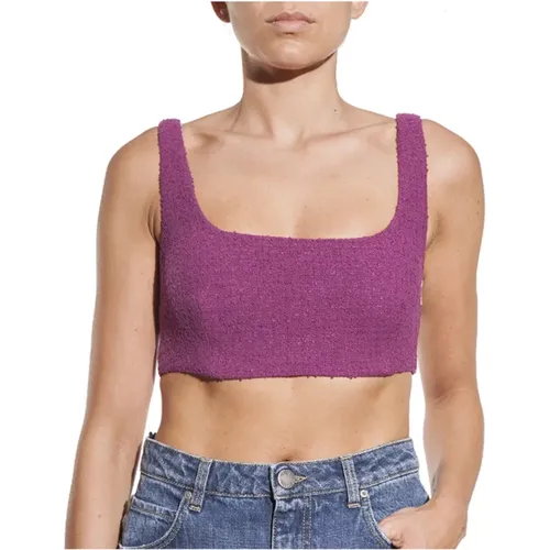 Bouclé Baumwolle Ärmelloses Figurbetontes Top , Damen, Größe: 2XS - pinko - Modalova