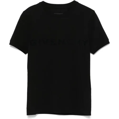 Casual T-Shirt mit Flocked Logo-Druck , Damen, Größe: L - Givenchy - Modalova