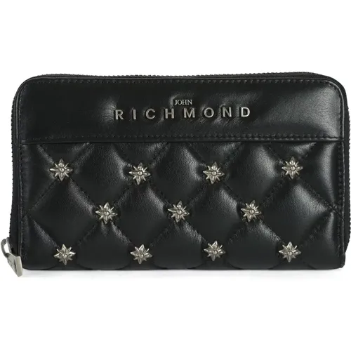 Quilted Leather Wallet with Studs , female, Sizes: ONE SIZE - Richmond - Modalova