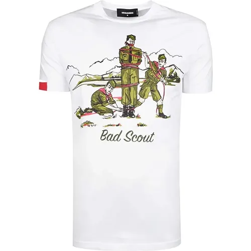 Weißes Baumwoll-T-Shirt, Hergestellt in Italien , Herren, Größe: M - Dsquared2 - Modalova