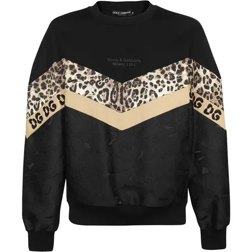 Printed Sweatshirt with Relief Logo , male, Sizes: M - Dolce & Gabbana - Modalova