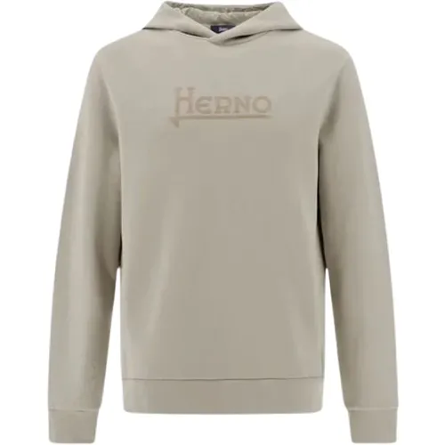 Kapuzenpullover aus Baumwolle mit Flocklogo , Herren, Größe: M - Herno - Modalova