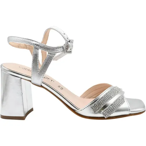 Silberne High Heel Sandalen , Damen, Größe: 40 EU - Cinzia Soft - Modalova