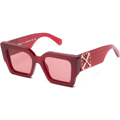 Rote Sonnenbrille mit Original-Etui , unisex, Größe: 55 MM - Off White - Modalova