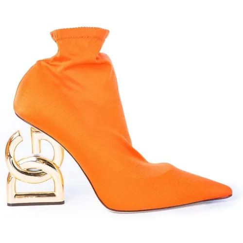 Logo Heel Fabric Booties , female, Sizes: 7 UK, 3 UK, 8 UK, 6 UK - Dolce & Gabbana - Modalova