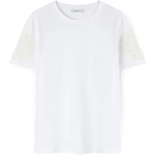 T-Shirt mit Häkelspitzen-Einsatz - Motivi - Modalova
