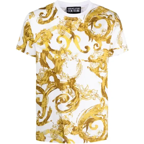 Baroque Print White Cotton T-Shirt , male, Sizes: 2XL, L, M, 3XL - Versace Jeans Couture - Modalova