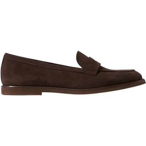 Dunkelbraune Wildleder-Loafers , Damen, Größe: 36 EU - Scarosso - Modalova