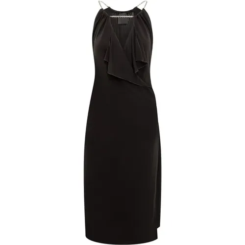 Kleiderkollektion,Schwarzes Kleid mit V-Ausschnitt und Metall-Detail - Givenchy - Modalova