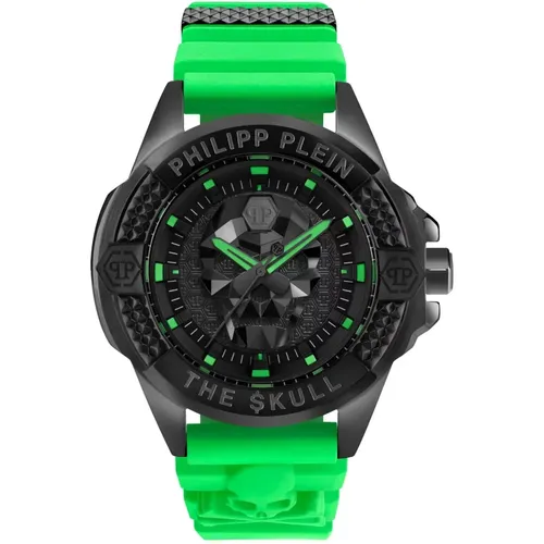 Skull Watch with Green Strap , male, Sizes: ONE SIZE - Philipp Plein - Modalova