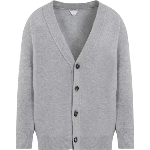 Grey Cashmere V-Neck Cardigan , female, Sizes: M, XS - Bottega Veneta - Modalova