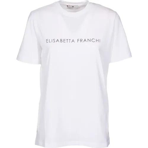 Logo Print Cotton T-shirt , female, Sizes: 2XL, L, S, M, XL, XS - Elisabetta Franchi - Modalova