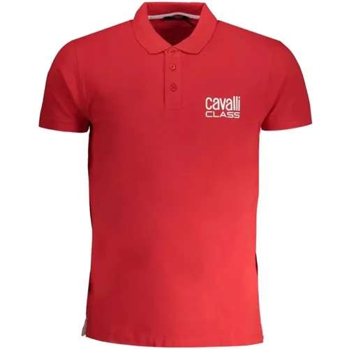 Rotes Baumwoll-Poloshirt mit Druck , Herren, Größe: 2XL - Cavalli Class - Modalova