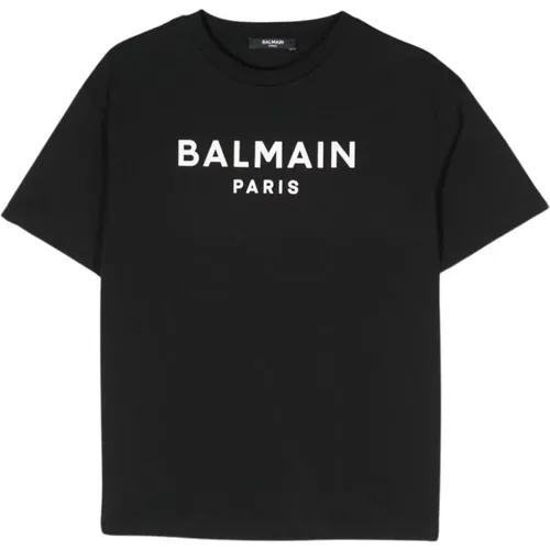 Bedrucktes Baumwoll-T-Shirt mit Rundhalsausschnitt - Balmain - Modalova