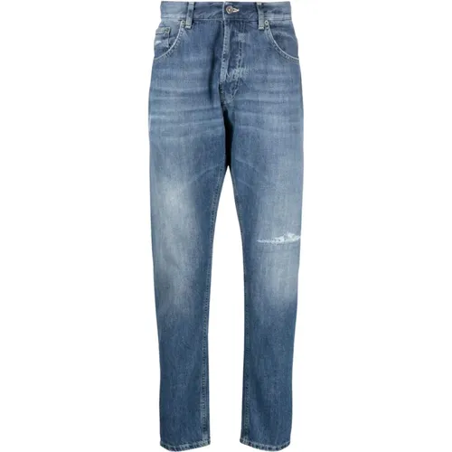 Distressed Mid-Rise Tapered Jeans , male, Sizes: W34 - Dondup - Modalova