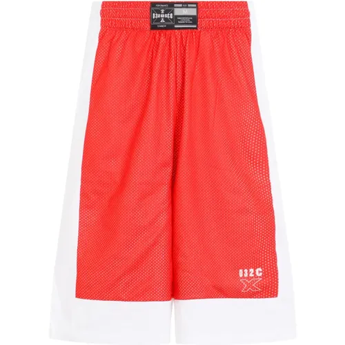 Rote Schicht-Mesh-Shorts , Herren, Größe: S - 032c - Modalova