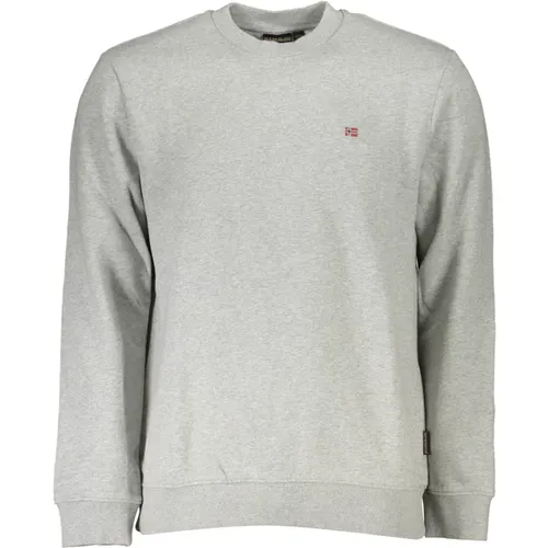 Grauer Sweatshirt mit Langen Ärmeln und Logo , Herren, Größe: XL - Napapijri - Modalova