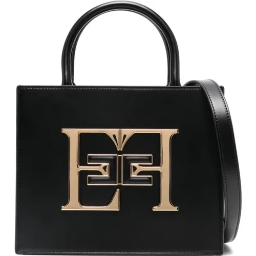 Schwarze Kunstleder-Schultertasche , Damen, Größe: ONE Size - Elisabetta Franchi - Modalova