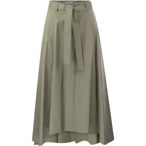Long Skirt In Lightweight Stretch Cotton Satin , female, Sizes: XS - PESERICO - Modalova