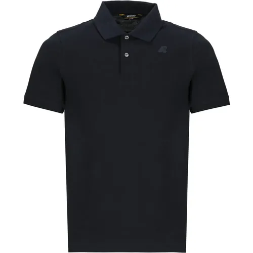 Blaues Polo-Shirt mit Logo-Patch , Herren, Größe: L - K-way - Modalova