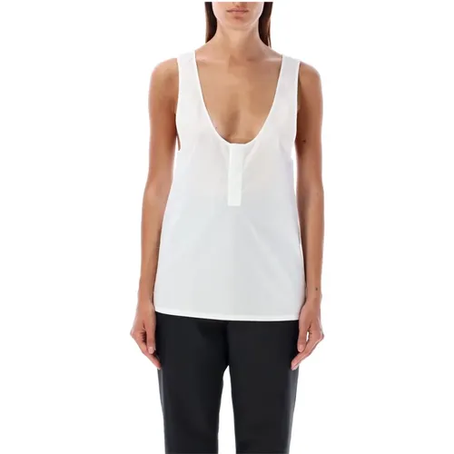 Weißes Tanktop Ärmellos , Damen, Größe: S - Saint Laurent - Modalova